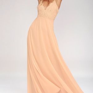 LULUS Blush Lace Maxi Dress
